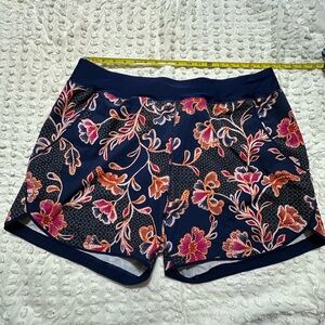 Lands' End Blue and Pink Athletic Floral Swim Coverup Shorts